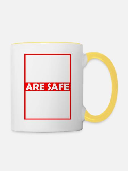 Nackte sicher bei mir - Tasse zweifarbig - Weiß/Gelb