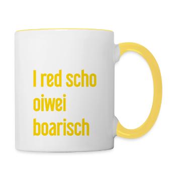 I red scho oiwei boarisch - Mug contrasté - blanc/jaune - Droite