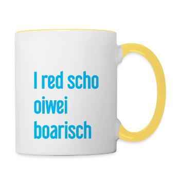 I red scho oiwei boarisch - Mug contrasté - blanc/jaune - Droite
