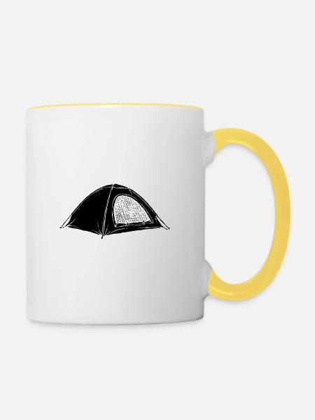 Camping Zelt - Tasse zweifarbig - Weiß/Gelb