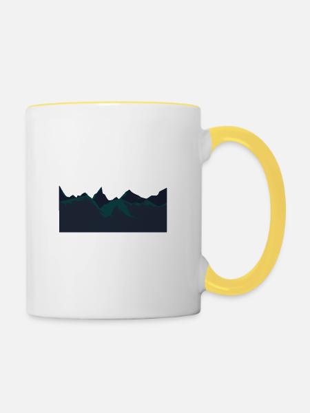 Berge - Tasse zweifarbig - Weiß/Gelb