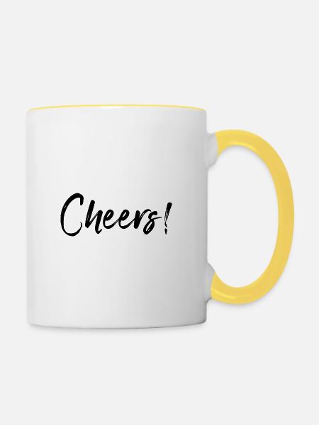 Cheers - Tasse zweifarbig - Weiß/Gelb