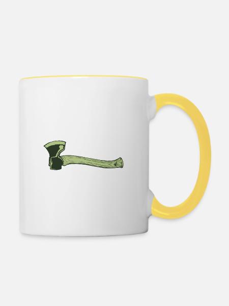 Axt - Tasse zweifarbig - Weiß/Gelb