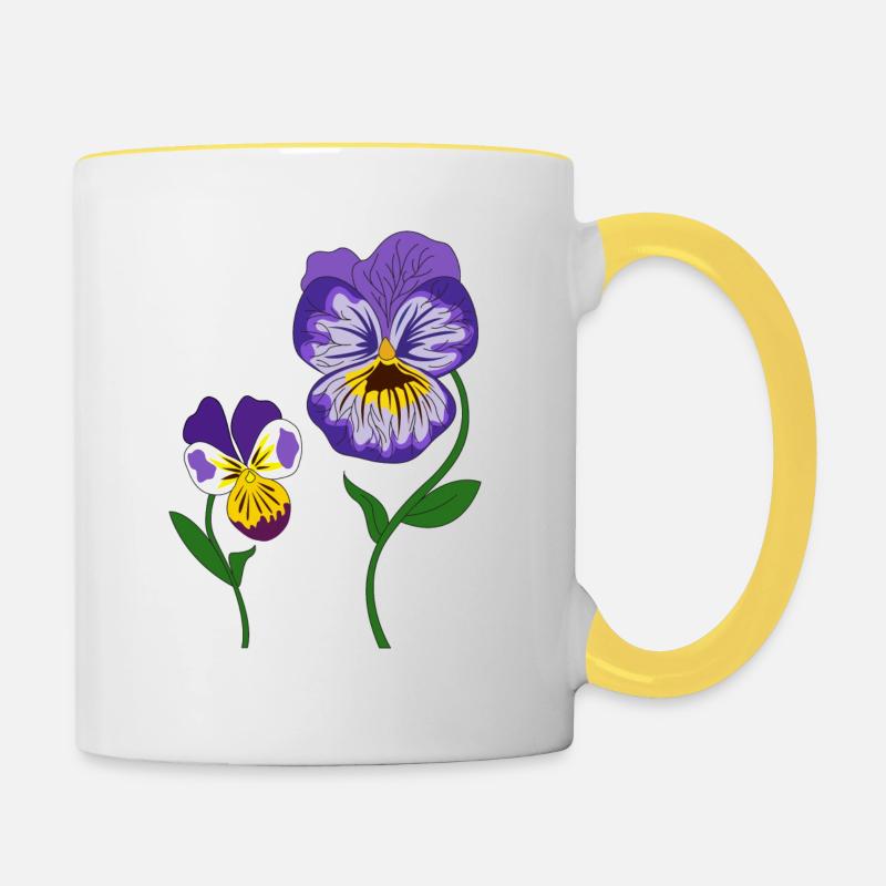 fleur violette - Mug contrasté - blanc/jaune