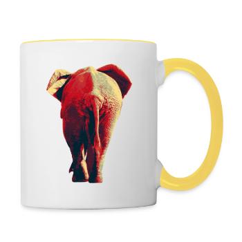 Éléphant d'Afrique - Mug contrasté - blanc/jaune - Droite