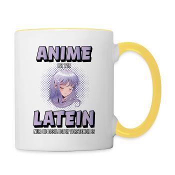 Anime Spruch Cosplay Manga Geek Geschenk lustig - Tasse zweifarbig - Weiß/Gelb - Rechts