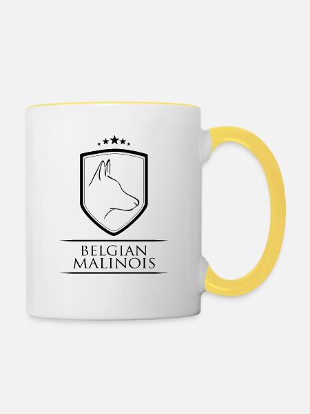 BELGIAN MALINOIS WAPPEN - Tasse zweifarbig - Weiß/Gelb