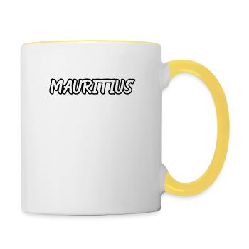Carte de l’île Maurice et oiseau Dodo - Mug contrasté - blanc/jaune - Droite