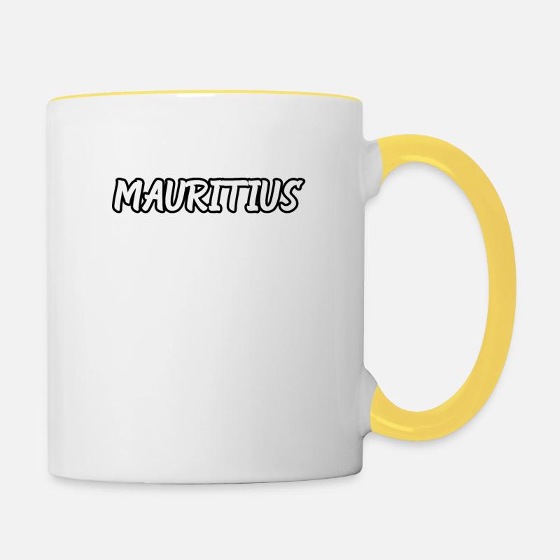 Carte de l’île Maurice et oiseau Dodo - Mug contrasté - blanc/jaune