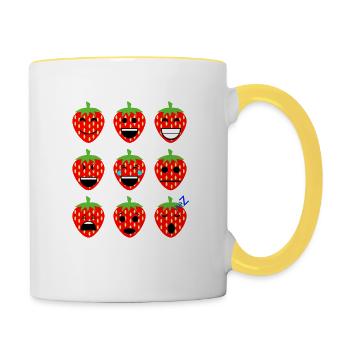 Erdbeeren - Tasse zweifarbig - Weiß/Gelb - Rechts