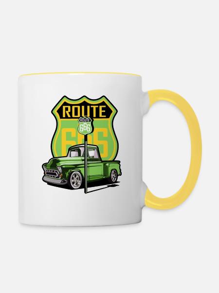 Route 666 - Tasse zweifarbig - Weiß/Gelb