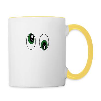 funny glowing eyes - Contrasting Mug - white/yellow - Right