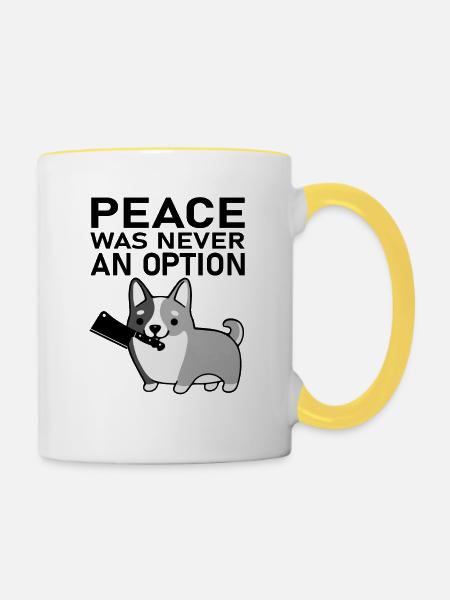 Welsh Corgi - Tasse zweifarbig - Weiß/Gelb