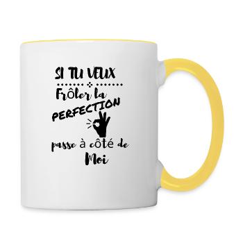 Si tu veux Frôler la perfection passe à côté - Mug contrasté - blanc/jaune - Droite