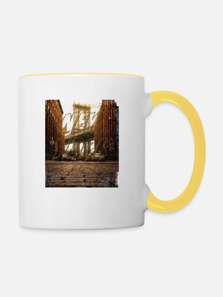 Brooklyn Ney York - Tasse zweifarbig - Weiß/Gelb