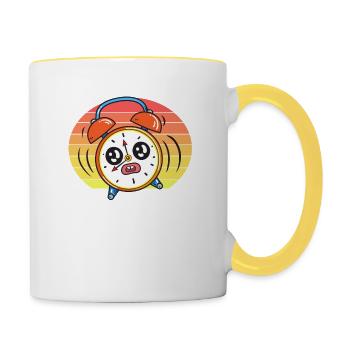 Réveil coucher de soleil - Mug contrasté - blanc/jaune - Droite