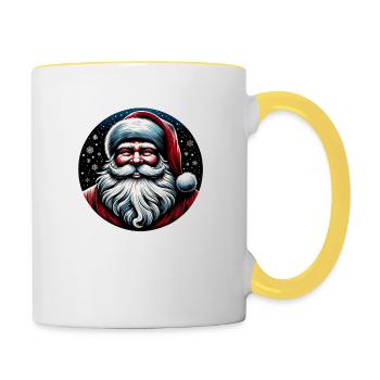 Weihnachtsmann Design Lustiges Geschenk für Weihnachtsliebhaber - Tasse zweifarbig - Weiß/Gelb - Rechts