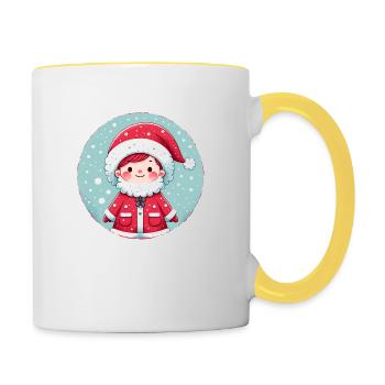 Père Noël garçon Illustration Noël drôle - Mug contrasté - blanc/jaune - Droite