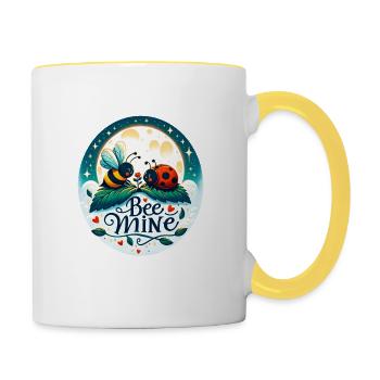 Bee Mine: Skurrile Biene & Marienkäfer verspielt - Tasse zweifarbig - Weiß/Gelb - Rechts