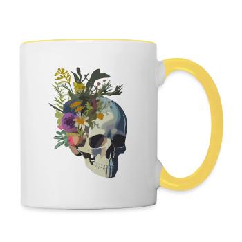 Human Skull & Flowers 9 - Contrasting Mug - white/yellow - Right