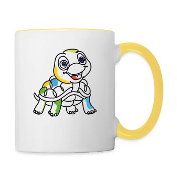 Turtle colorful - Contrasting Mug - white/yellow - Right