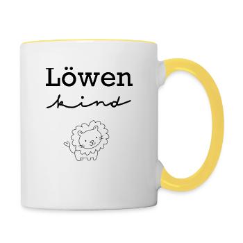 Löwen Kind - Tasse zweifarbig - Weiß/Gelb - Rechts