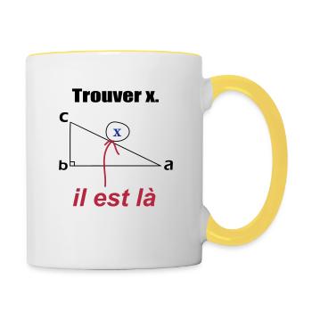 x est ici - Mug contrasté - blanc/jaune - Droite