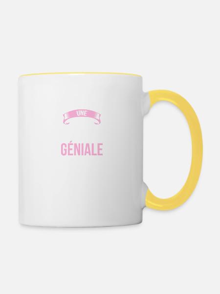 je suis une Cambodgienne - Mug contrasté - blanc/jaune