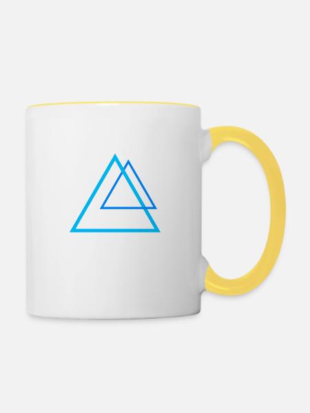 Kraft Pyramiden in blau - Tasse zweifarbig - Weiß/Gelb