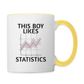Boy Likes Statistiques Analyste de données Science - Mug contrasté - blanc/jaune - Droite