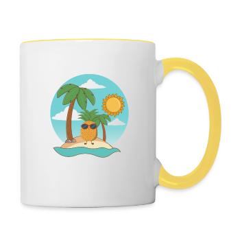 Ani auf der Insel Ananas Sommer - Tasse zweifarbig - Weiß/Gelb - Rechts