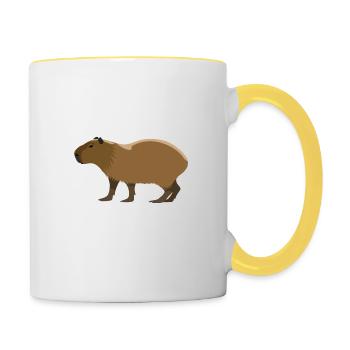 Respectez le mignon Capybara - Cadeau - Dire - Mug contrasté - blanc/jaune - Droite