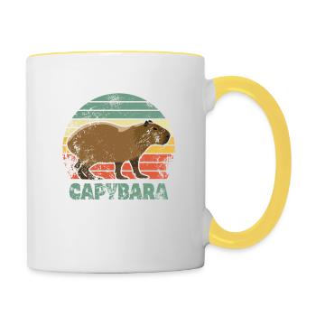 Capybara Vintage Sunset Style - Tasse zweifarbig - Weiß/Gelb - Rechts