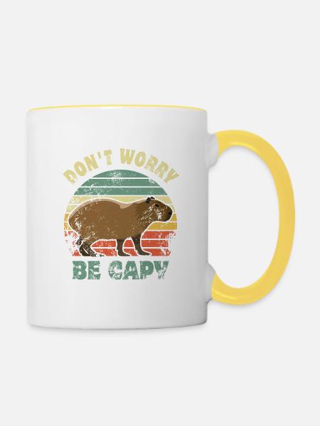 Don't worry be Capy - Capybara - Tasse zweifarbig - Weiß/Gelb