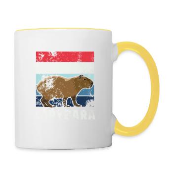 Capybara Vintage Style Rétro - Mug contrasté - blanc/jaune - Droite
