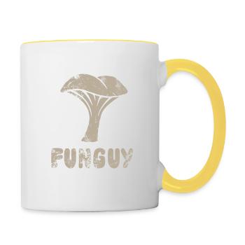 Funguy - funny mushroom - pun - Contrasting Mug - white/yellow - Right