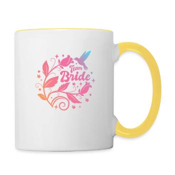 JGA Bachelorette Party - Team Bride - Wreath - Mug contrasté - blanc/jaune - Droite
