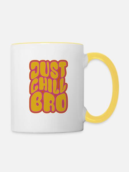 Just chill bro bunt - Tasse zweifarbig - Weiß/Gelb