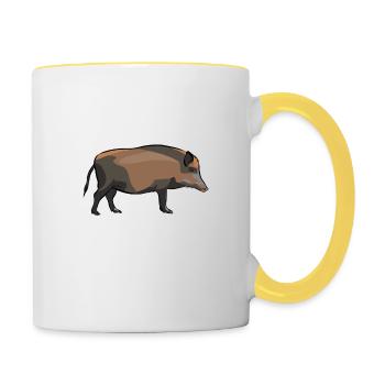 Ich bin eine Wildsau - Wildschwein - Tasse zweifarbig - Weiß/Gelb - Rechts