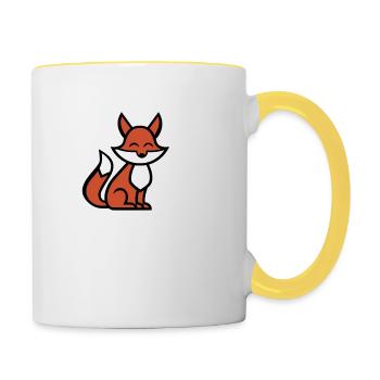 Bin halt ein Fuchs - schlau und clever - Tasse zweifarbig - Weiß/Gelb - Rechts