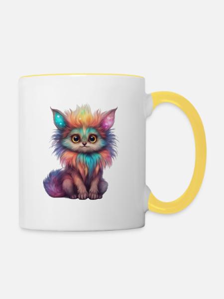 cute mystical creature - Tasse zweifarbig - Weiß/Gelb