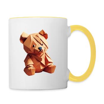 Kunterbunter Origami Teddy V - Tasse zweifarbig - Weiß/Gelb - Rechts