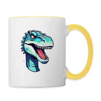 Dessin de dinosaure Tyrannosaurus Rex - Mug contrasté - blanc/jaune - Droite