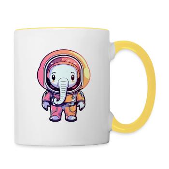 Elephant Astronaut Illustration - Contrasting Mug - white/yellow - Right