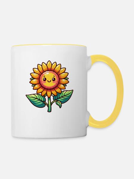 Happy Sunflower - Tasse zweifarbig - Weiß/Gelb