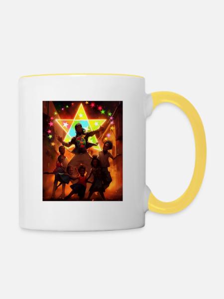 Der Tanz der Freude - Tasse zweifarbig - Weiß/Gelb
