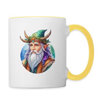 Aquarelles de druide - Mug contrasté - blanc/jaune - Droite