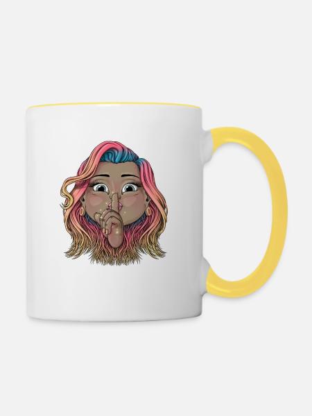 Shhh! - Contrasting Mug - white/yellow