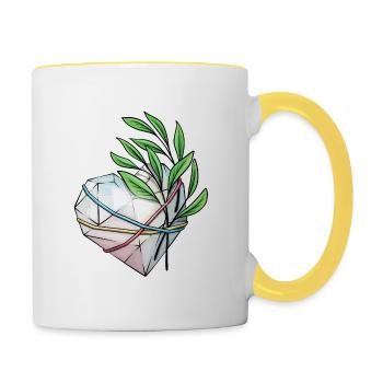 Kristall Herz - Tasse zweifarbig - Weiß/Gelb - Rechts