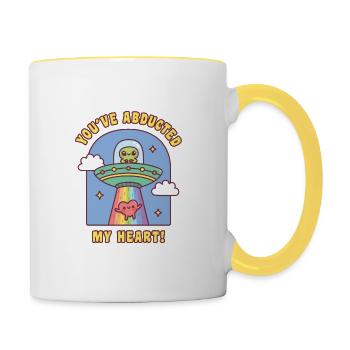 Drôle d’OVNI extraterrestre Vous avez enlevé mon cœur - Mug contrasté - blanc/jaune - Droite